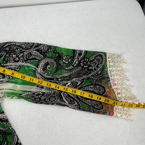 Mushka by Sienna Rose M Sheer Tunic Top Green Blue Paisley Bohemian Festival - Picture 7 of 9